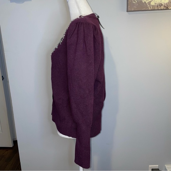 NWT Express Purple Jeweled V Neck Sweater - Picture 4 of 7